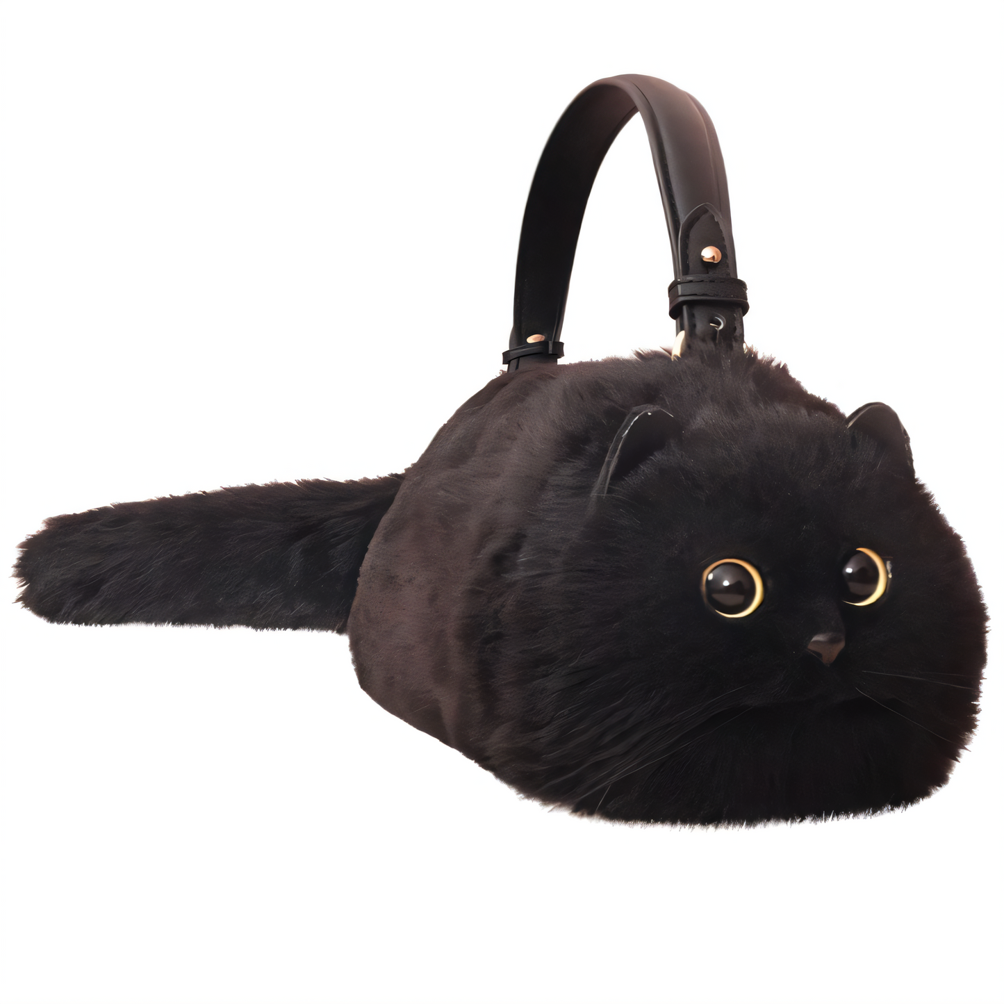 Sac à bandoulière en forme de chat pour femme, sac mignon en peluche , fabriqué à la main.