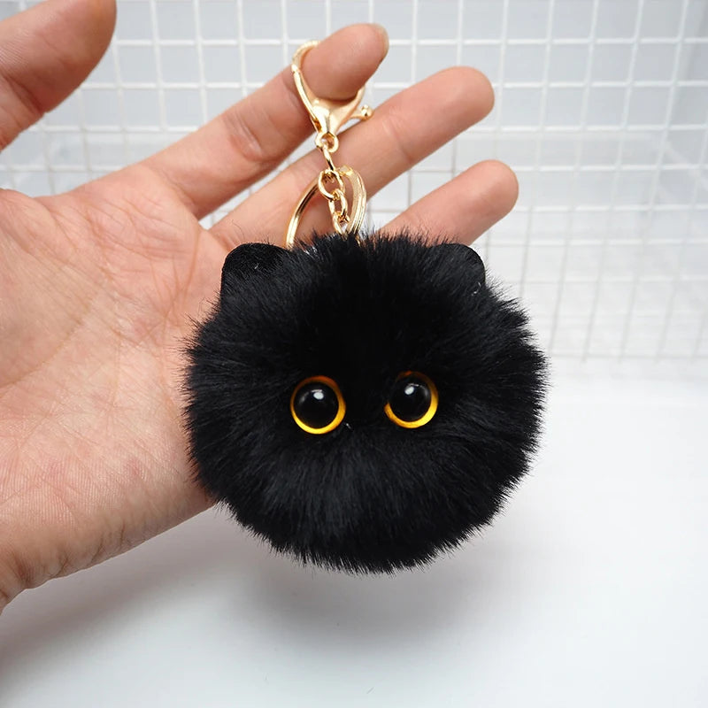 Porte-clés chat en peluche, ornement de sac, clé de voiture.