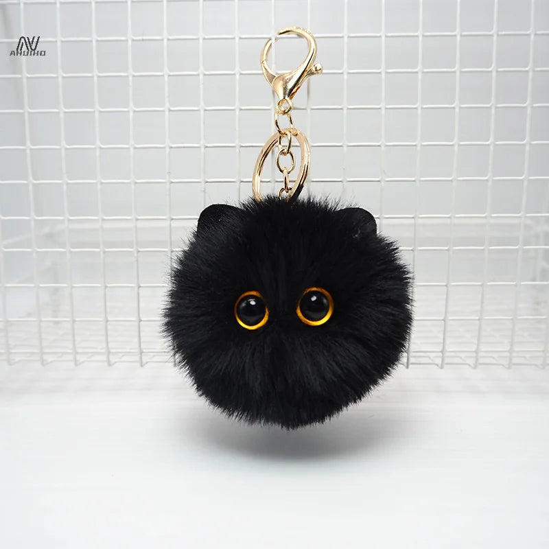 Porte-clés chat en peluche, ornement de sac, clé de voiture.